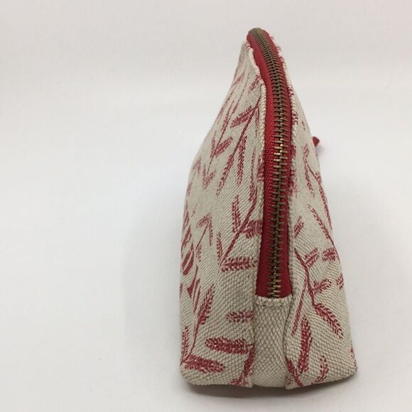 FEED 10  Clarins makeup cosmetics light tan and red carry-all pouch - Picture 7 of 12